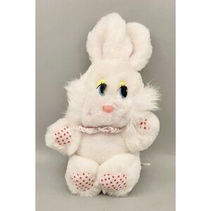 Vintage Ace Novelty Co  Bunny Rabbit Plush 8” White Red Polka Dots Easter